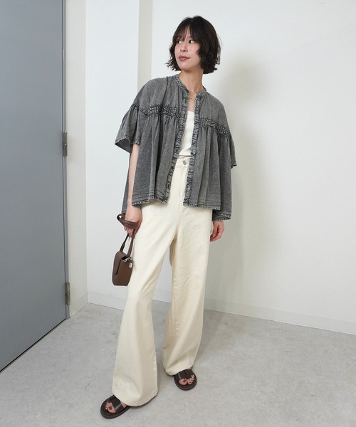 gossara(ゴサラ)の「【ふんわりシルエットが魅力】ケミカルウォッシュブラウス(シャツ/ブラウス・レディース・ブラック/グレー・FREE)」の12枚目の写真