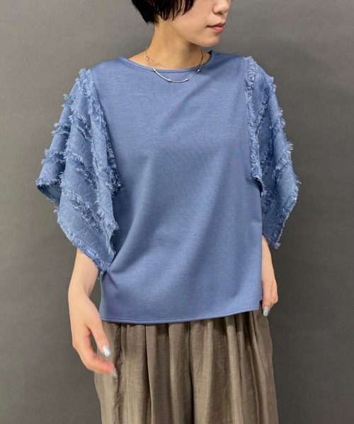 NICOLE white(ニコルホワイト)の「ハンカチヘム半袖Tシャツ(その他トップス・レディース・ブルー/オフホワイト/ブラック・FREE)」の3枚目の写真
