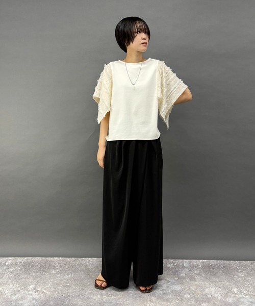 NICOLE white(ニコルホワイト)の「ハンカチヘム半袖Tシャツ(その他トップス・レディース・ブルー/オフホワイト/ブラック・FREE)」の5枚目の写真