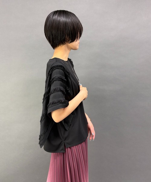NICOLE white(ニコルホワイト)の「ハンカチヘム半袖Tシャツ(その他トップス・レディース・ブルー/オフホワイト/ブラック・FREE)」の8枚目の写真