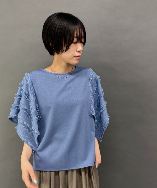 NICOLE white(ニコルホワイト)の「ハンカチヘム半袖Tシャツ(その他トップス・レディース・ブルー/オフホワイト/ブラック・FREE)」の17枚目の写真