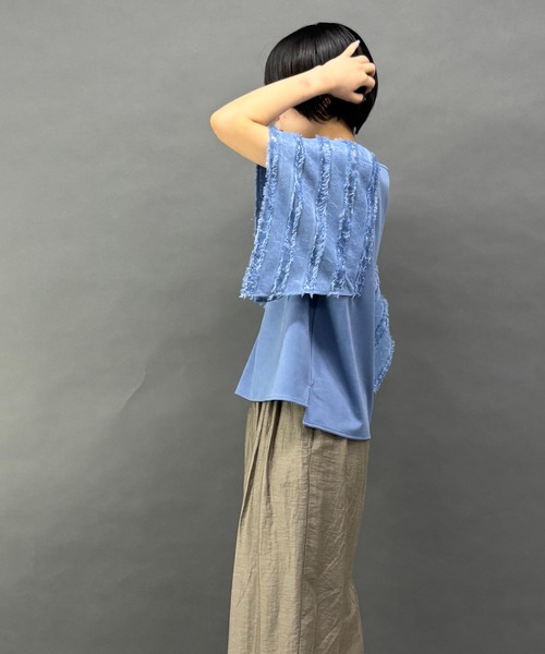 NICOLE white(ニコルホワイト)の「ハンカチヘム半袖Tシャツ(その他トップス・レディース・ブルー/オフホワイト/ブラック・FREE)」の20枚目の写真