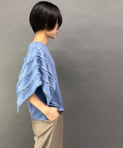 NICOLE white(ニコルホワイト)の「ハンカチヘム半袖Tシャツ(その他トップス・レディース・ブルー/オフホワイト/ブラック・FREE)」の21枚目の写真