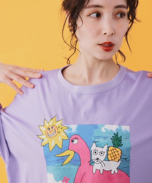 ScoLar(スカラー)の「462002:仲宗根泉(HY)コラボ 描き下ろしレイヤード風チュニック(チュニック・レディース・パープル/ブラック・M)」の21枚目の写真
