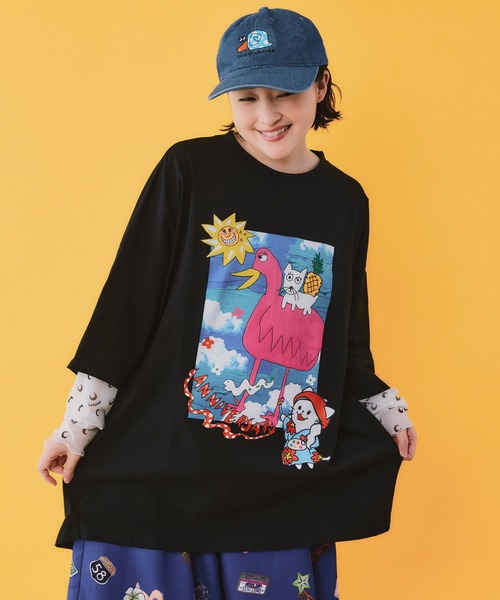 ScoLar(スカラー)の「462002:仲宗根泉(HY)コラボ 描き下ろしレイヤード風チュニック(チュニック・レディース・パープル/ブラック・M)」の16枚目の写真