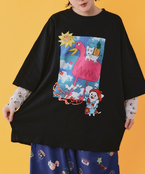 ScoLar(スカラー)の「462002:仲宗根泉(HY)コラボ 描き下ろしレイヤード風チュニック(チュニック・レディース・パープル/ブラック・M)」の17枚目の写真