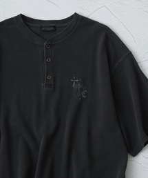 ピグメント加工 ワッフルヘンリーネックTシャツ 半袖