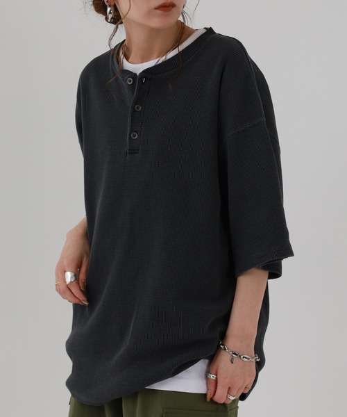 FUNALIVE(ファンアライブ)の「ピグメント加工 ワッフルヘンリーネックTシャツ 半袖(Tシャツ/カットソー・メンズ・ブラック/ブラック系その他/ブラック系その他2・M/L)」の13枚目の写真