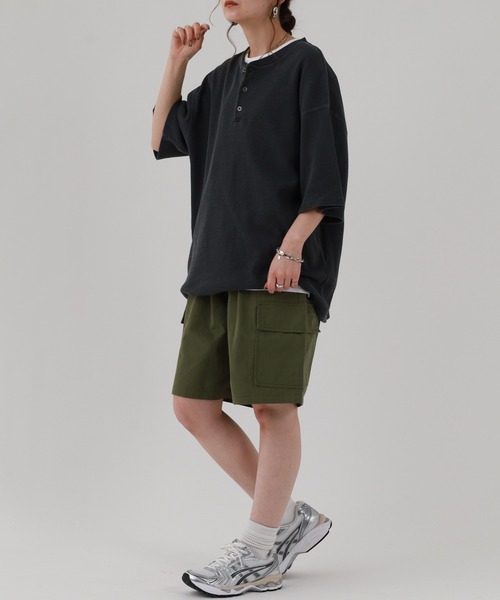 FUNALIVE(ファンアライブ)の「ピグメント加工 ワッフルヘンリーネックTシャツ 半袖(Tシャツ/カットソー・メンズ・ブラック/ブラック系その他/ブラック系その他2・M/L)」の10枚目の写真