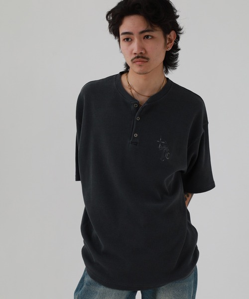 FUNALIVE(ファンアライブ)の「ピグメント加工 ワッフルヘンリーネックTシャツ 半袖(Tシャツ/カットソー・メンズ・ブラック/ブラック系その他/ブラック系その他2・M/L)」の8枚目の写真
