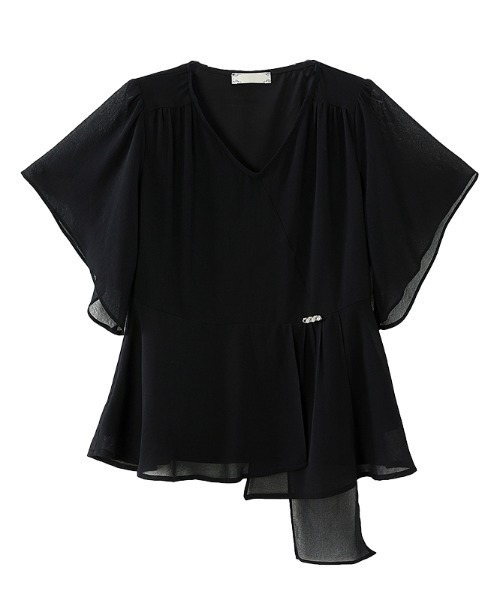 LUCPY（ラクピー）の「シフォンレイヤードペプラムブラウス（シャツ/ブラウス・レディース・ブラック・XXX-LARGE/XX-LARGE/X-LARGE/LARGE）」の4枚目の写真