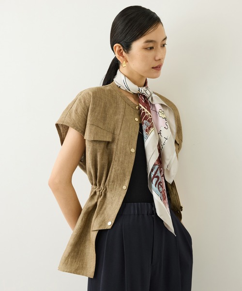 ROPE'(ロペ)の「チンツリネンバンドカラージレ/セットアップ対応(ベスト・レディース・ベージュ/キャメル・FREE)」の19枚目の写真