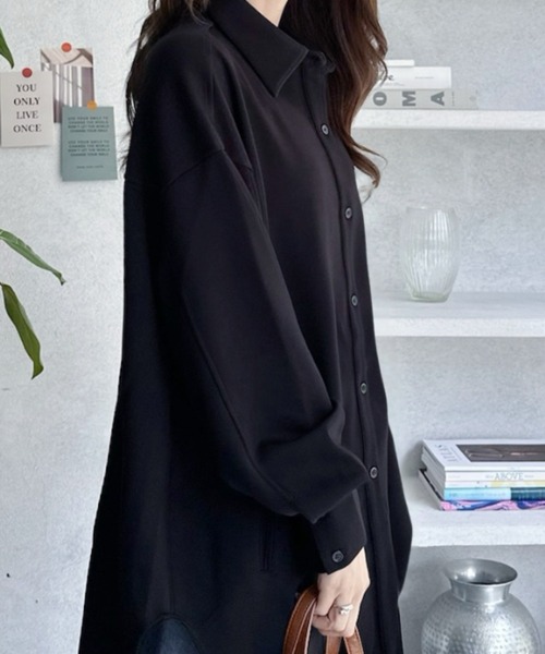 umune（ウムネ）の「もちもち感が可愛いダンボールニット素材♪重ね着コーデが楽しめるオーバーサイズシャツジャケット（シャツ/ブラウス・レディース・ブラウン/杢グレー/ブラック・FREE）」の19枚目の写真