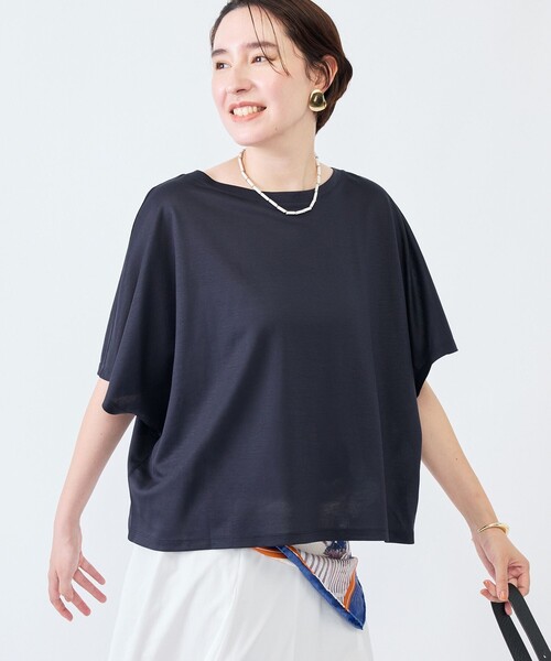 NOLLEY’S(ノーリーズ)の「《接触冷感》ウォッシャブルハリジェンヌケーププルオーバー(Tシャツ/カットソー・レディース・キャメル/カーキ/ブルー/ネイビー・FREE)」の2枚目の写真