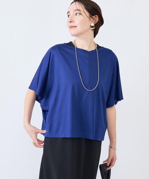 NOLLEY’S(ノーリーズ)の「《接触冷感》ウォッシャブルハリジェンヌケーププルオーバー(Tシャツ/カットソー・レディース・キャメル/カーキ/ブルー/ネイビー・FREE)」の9枚目の写真