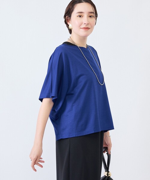 NOLLEY’S(ノーリーズ)の「《接触冷感》ウォッシャブルハリジェンヌケーププルオーバー(Tシャツ/カットソー・レディース・キャメル/カーキ/ブルー/ネイビー・FREE)」の14枚目の写真