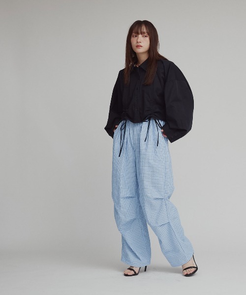 W:Huku(フーク)の「チェック サッカー レイヤード イージーパンツ / Checkered Layered Easy Pants(その他パンツ・レディース・アイボリー/ブルー/グレー・FREE)」の17枚目の写真
