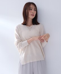 【洗える／ゆるシルエット／清涼感】Vネックプルオーバーニット