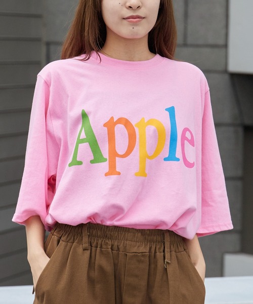 Chick(チック)の「Apple Colorful Print Big Silhouette T-Shirt / Apple カラフル プリント ビッグシルエット Tシャツ 半袖 クルーネック オーバーサイズ プリントTシャツ レディース メンズ 2026年 夏 夏服(Tシャツ/カットソー・レディース・ホワイト/ピンク/チャコール・FREE)」の15枚目の写真