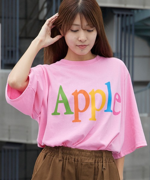 Chick(チック)の「Apple Colorful Print Big Silhouette T-Shirt / Apple カラフル プリント ビッグシルエット Tシャツ 半袖 クルーネック オーバーサイズ プリントTシャツ レディース メンズ 2026年 夏 夏服(Tシャツ/カットソー・レディース・ホワイト/ピンク/チャコール・FREE)」の13枚目の写真