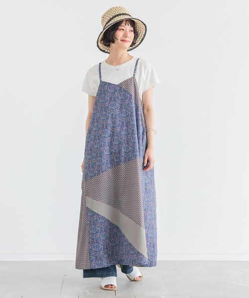 n'OrLABEL(ノアールレーベル)の「『柄切り替えキャミワンピース』(ワンピース・レディース・ブルー/ブラック・1/2)」の1枚目の写真