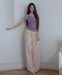 I LOVE ROLA PATCHWORK SWEAT PANTS LIGHT PINK