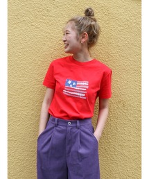 MY NAME IS PETER別注 (W) USA FLAG APPLIQUE T-SHIRTS