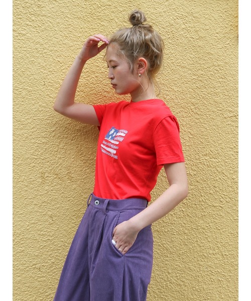 Ungrid（アングリッド）の「MY NAME IS PETER別注 (W) USA FLAG APPLIQUE T-SHIRTS（Tシャツ/カットソー・レディース・レッド・FREE）」の16枚目の写真