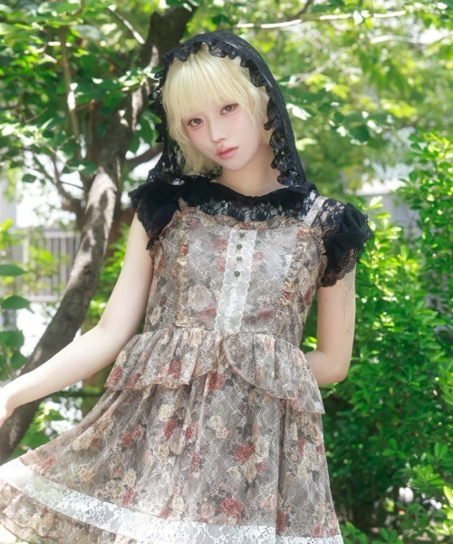 myu:loret(ミュウロレット)の「フリルフードレーストップス(Tシャツ/カットソー・レディース・ブラック/ホワイト・FREE)」の2枚目の写真