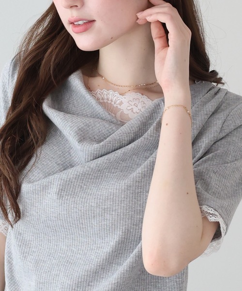BLUEEAST(ブルーイースト)の「レースドッキングドレープリブカットソー(Tシャツ/カットソー・レディース・グレー/ブラック/オフホワイト・MEDIUM)」の19枚目の写真