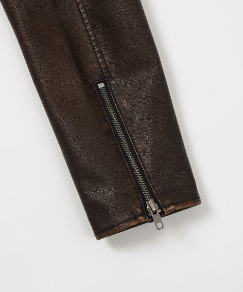 LEFTSEOUL（レフトソウル）の「シンセティックレザーウォッシングクロップジャケット[ブラウン]（ライダースジャケット・レディース・その他・FREE）」の16枚目の写真