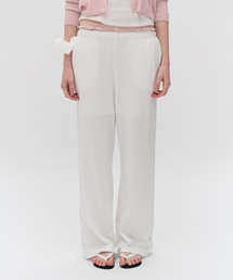 NUBASIC EYELET JERSEY STRING PANTS WHITE