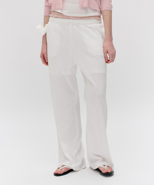 ROLAROLA(ロラロラ)の「NUBASIC EYELET JERSEY STRING PANTS WHITE(スウェットパンツ・レディース・ホワイト・FREE)」の2枚目の写真