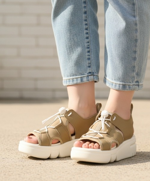 Re:getA（リゲッタ）の「Re:getA リゲッタ 厚底レースアップサンダル RE253（サンダル・レディース・ブラック×ブラック/ベージュ/ブラック・22inch/24-24.5cm/23-23.5cm）」の6枚目の写真