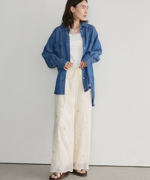 Doux archives(ドゥアルシーヴ)の「【26AW EC先行予約】ソフトデニム3WAYボウタイシャツ(シャツ/ブラウス・レディース・ブルー/チャコールグレー/サックスブルー・FREE)」の9枚目の写真