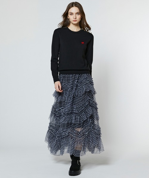 DOUBLE STANDARD CLOTHING(ダブルスタンダードクロージング)の「リップボーダー天竺ニット(ニット/セーター・レディース・ホワイト×ブラック/ブラック・36/38)」の14枚目の写真