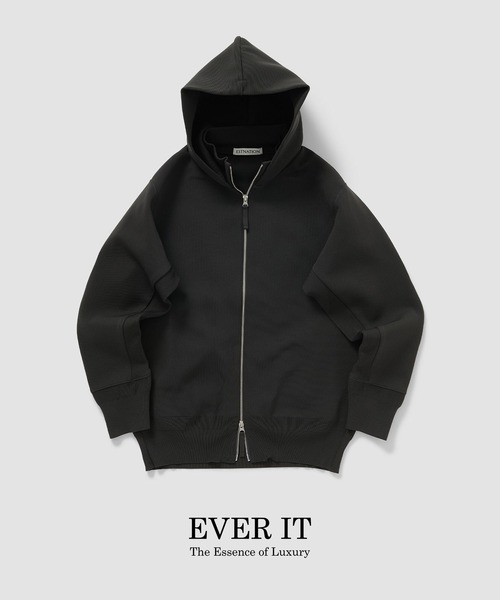 ESTNATION(エストネーション)の「ESTNATION / ミラノリブ フーディーブルゾン <EVER IT>(パーカー・メンズ・ブラック/オフホワイト/チャコールグレー・MEDIUM/LARGE/X-LARGE)」の3枚目の写真