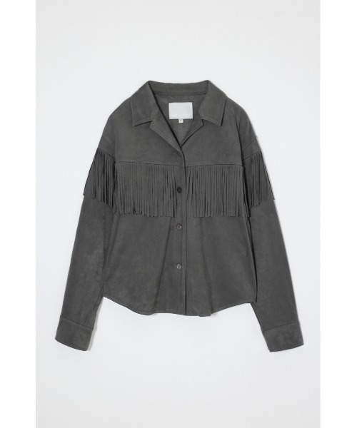 MOUSSY(マウジー)の「【26年AW新作】【セットアップ対応】F/SUEDE FRINGE シャツ(シャツ/ブラウス・レディース・ベージュ/チャコールグレー・1/2)」の1枚目の写真