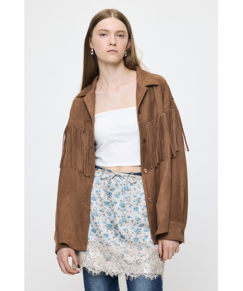 MOUSSY(マウジー)の「【26年AW新作】【セットアップ対応】F/SUEDE FRINGE シャツ(シャツ/ブラウス・レディース・ベージュ/チャコールグレー・1/2)」の11枚目の写真