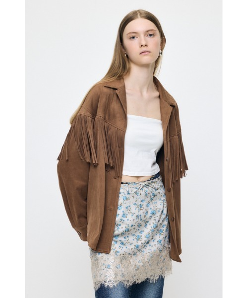 MOUSSY(マウジー)の「【26年AW新作】【セットアップ対応】F/SUEDE FRINGE シャツ(シャツ/ブラウス・レディース・ベージュ/チャコールグレー・1/2)」の14枚目の写真