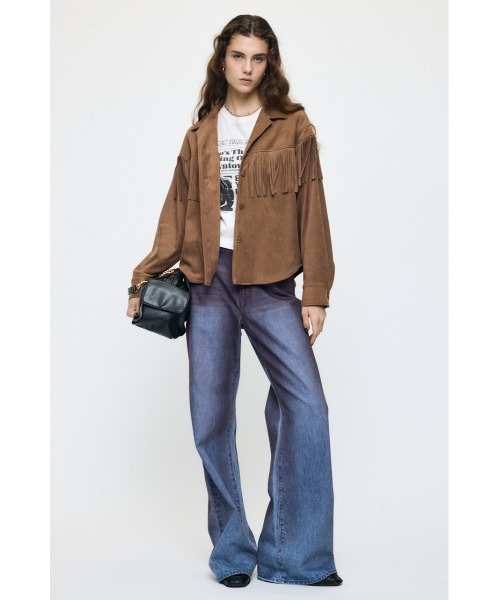 MOUSSY(マウジー)の「【26年AW新作】【セットアップ対応】F/SUEDE FRINGE シャツ(シャツ/ブラウス・レディース・ベージュ/チャコールグレー・1/2)」の16枚目の写真