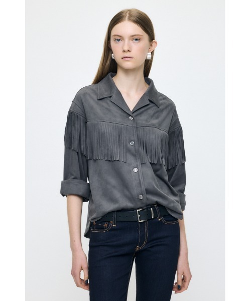 MOUSSY(マウジー)の「【26年AW新作】【セットアップ対応】F/SUEDE FRINGE シャツ(シャツ/ブラウス・レディース・ベージュ/チャコールグレー・1/2)」の17枚目の写真