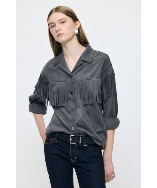 MOUSSY(マウジー)の「【26年AW新作】【セットアップ対応】F/SUEDE FRINGE シャツ(シャツ/ブラウス・レディース・ベージュ/チャコールグレー・1/2)」の22枚目の写真