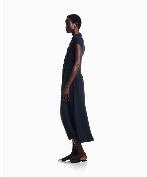 EMPORIO ARMANI(エンポリオアルマーニ)の「【エンポリオ アルマーニ】ウィメンズ 半袖ミディワンピース ダブルビスコースクレープ ドレス(ワンピース・レディース・ネイビー・38/36/42/40)」の4枚目の写真
