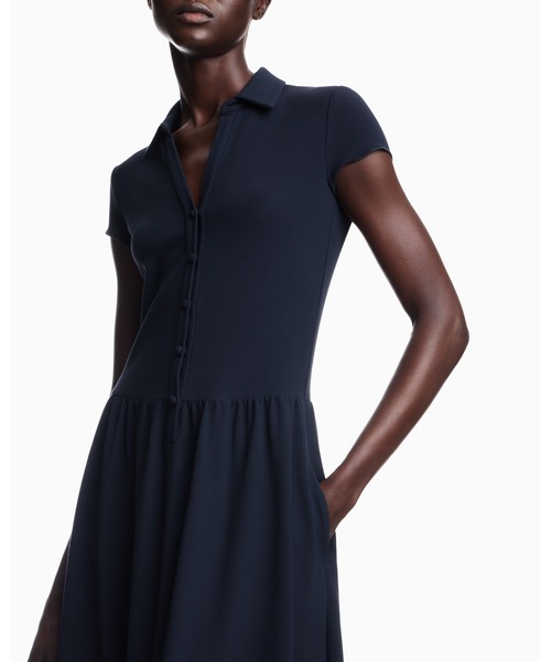 EMPORIO ARMANI(エンポリオアルマーニ)の「【エンポリオ アルマーニ】ウィメンズ 半袖ミディワンピース ダブルビスコースクレープ ドレス(ワンピース・レディース・ネイビー・38/36/42/40)」の3枚目の写真