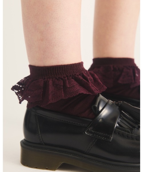 Dr. Martens(ドクターマーチン)の「Dr. Martens/ドクターマーチン フリルソックス AD097602(ソックス/靴下・メンズ・バーガンディー・M/S)」の4枚目の写真