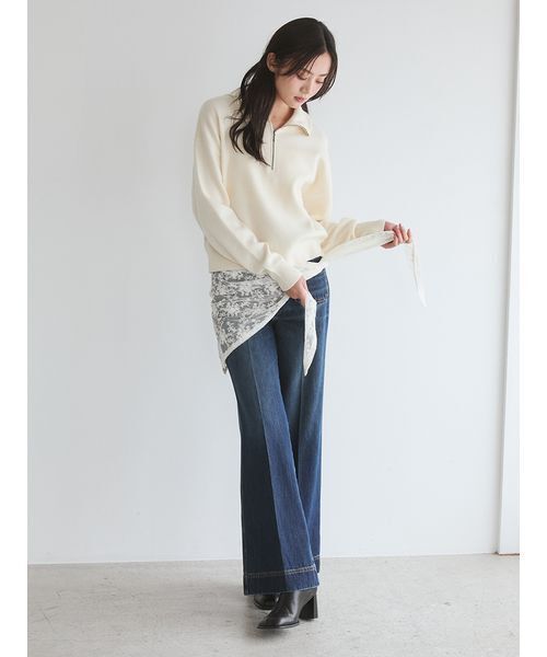 Mila Owen(ミラオーウェン)の「レーススカーフ(バンダナ/スカーフ・レディース・ブラック/ダークブラウン/アイボリー・F)」の5枚目の写真