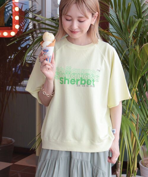 AMERICAN HOLIC(アメリカンホリック)の「【BLUE SEAL】カラーピグメントプルオーバー(Tシャツ/カットソー・レディース・グリーン系その他3/サックスブルー/ラベンダー/イエロー・FREE)」の2枚目の写真