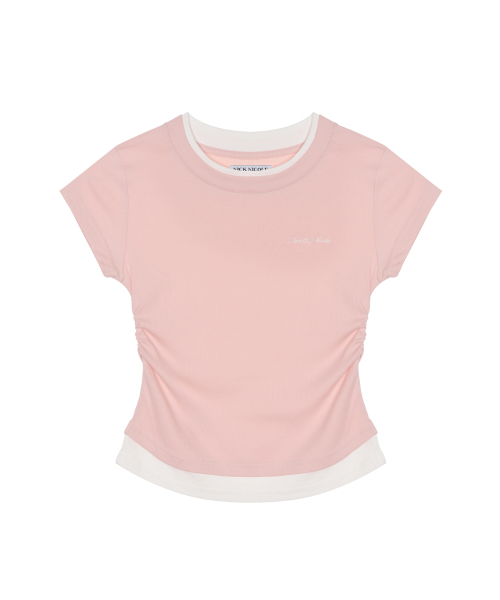 NICK&NICOLE(ニックアンドニコール)の「LAYERED SHIRRING SLIM TOP_PINK(Tシャツ/カットソー・レディース・その他・FREE)」の1枚目の写真
