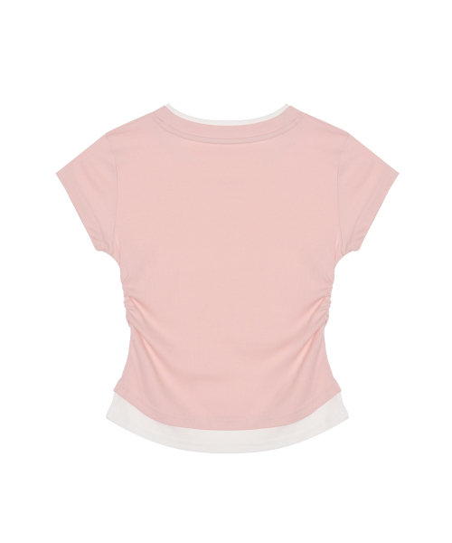 NICK&NICOLE(ニックアンドニコール)の「LAYERED SHIRRING SLIM TOP_PINK(Tシャツ/カットソー・レディース・その他・FREE)」の2枚目の写真